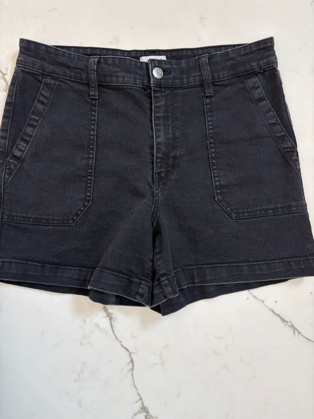 Wonderly Black High-Rise Denim Utility Shorts